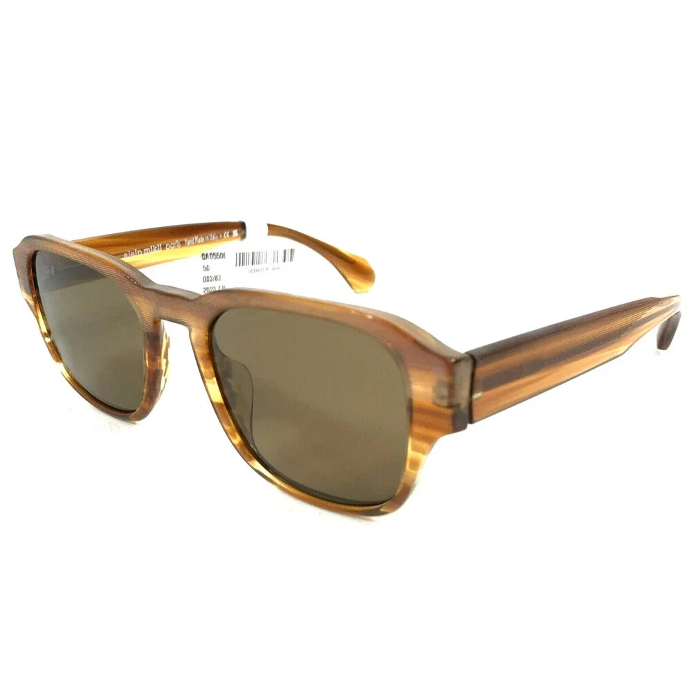 Alain Mikli Sunglasses A05506 003/83 Striped Havana Square with Brown Polarized